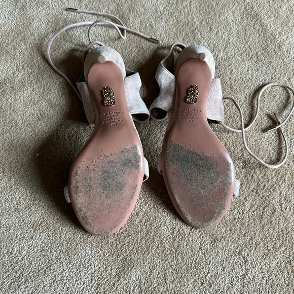 Aquazzura pink suede ankle wrap sandals sz 40 - Picture 5 of 6